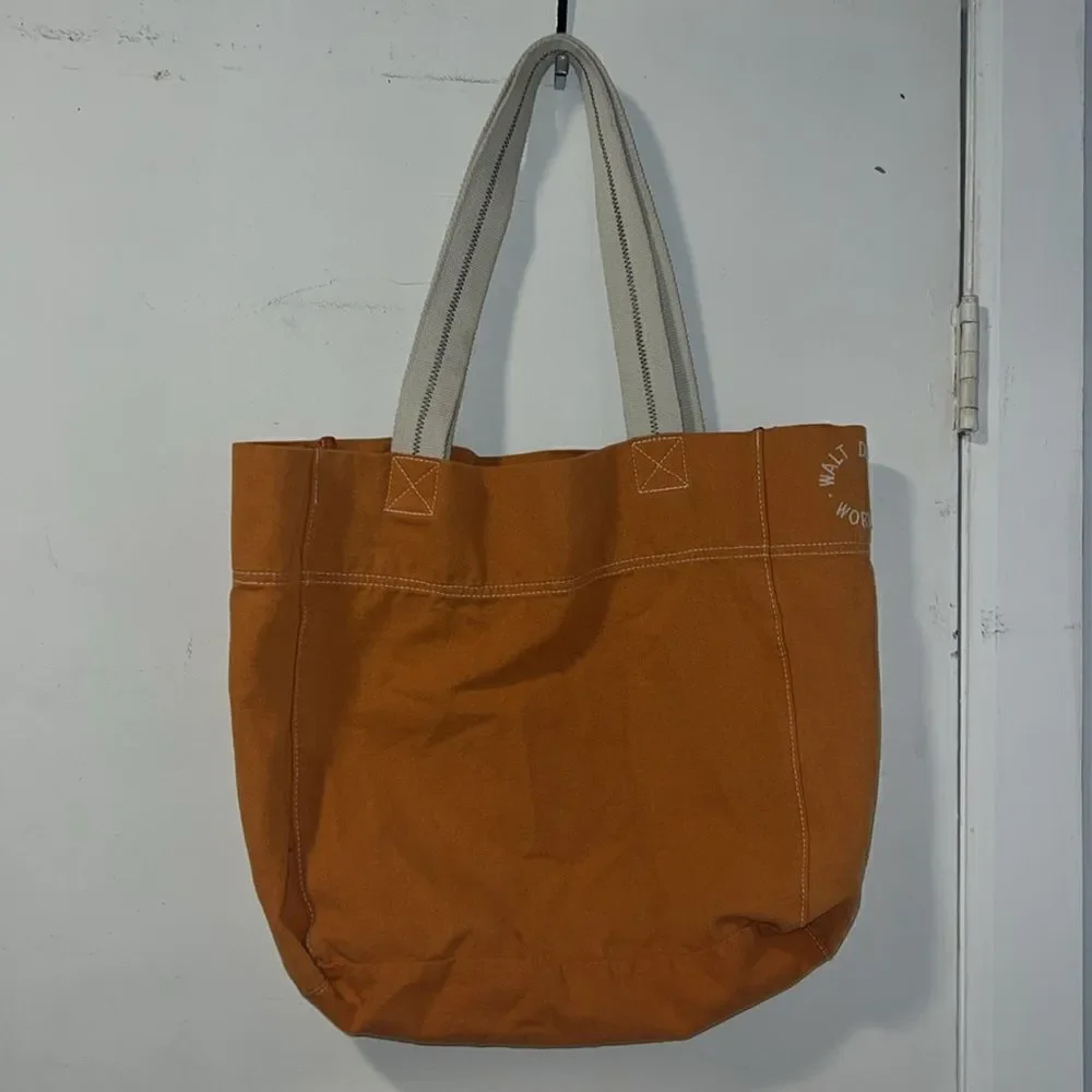 WALT DISNEYWORLD Orange Mickey Mouse Cotton Tote Bag